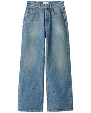 Miu Miu Five-Pocket Washed Denim Jeans - Blue