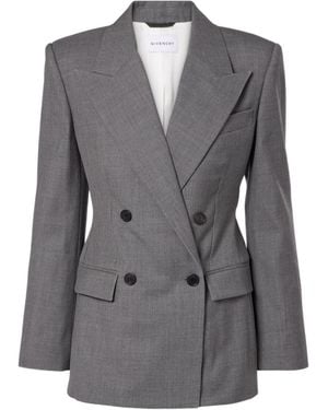 Givenchy Double-Breasted Wool Blazer - Gray