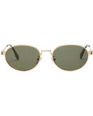 Fendi Oval-Frame Metal Sunglasses - Green