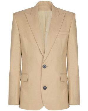 Balmain Canvas 2-Buttons Jacket - Natural
