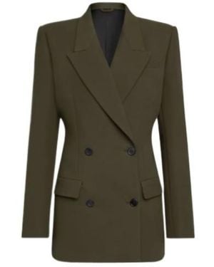 Alaïa Alaïa Double-Breasted Cinched Blazer - Green