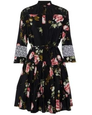 Erdem Floral Silk Crêpe De Chine Minidress - Black