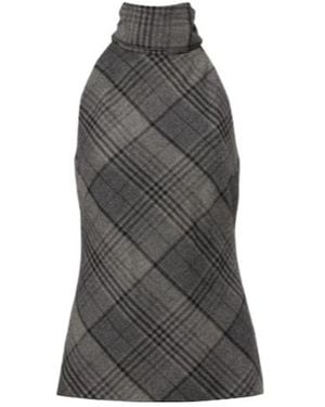 Ralph Lauren Chilton Tie-Neck Wool Blouse - Gray