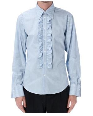 Ami Paris Ruffled Stripe Shirt - Blue
