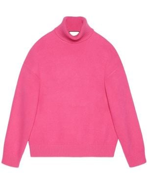 Gucci Logo Tag Turtleneck Sweater - Pink