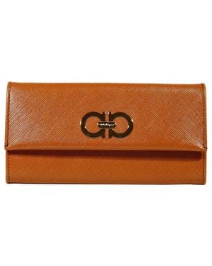 Ferragamo Logo Details Wallet - Brown