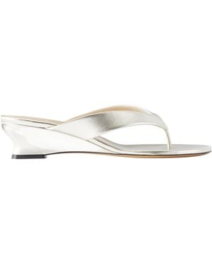 Le Monde Beryl Shiny Metallic Leather Sandals - White
