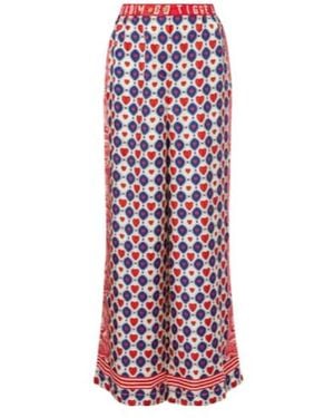CAMILLA Printed Silk Palazzo Pants - Red