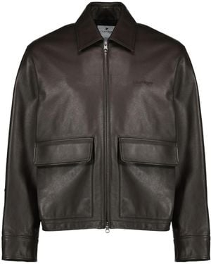 Courreges Double-Pocket Lapel Leather Jacket - Black