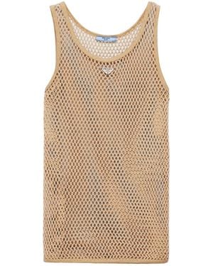 Prada Cotton Mesh Tank Top - Natural