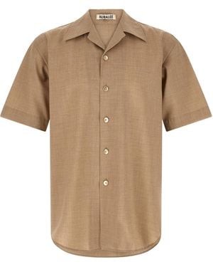 AURALEE Short-Sleeve Cashmere Shirt - Natural
