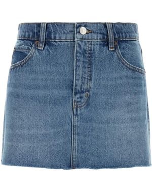 FRAME Frayed Hem Denim Mini Skirt - Blue