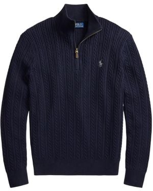 Polo Ralph Lauren ポロ ラルフローレン ケーブルニット クォータージップ ジャンパー - Blue