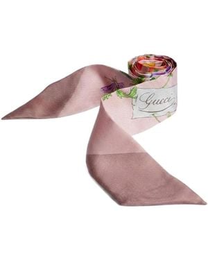 Gucci Printed Silk Twill Ribbon - Pink