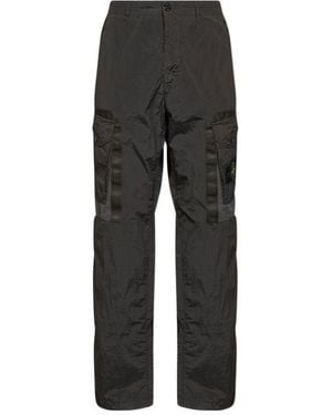 Stone Island Logo Patch Wide Leg Pants - Gray