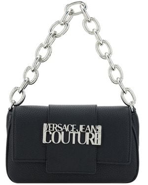 Versace Jeans Couture Logo-Plaque Chain-Handle Shoulder Bag - Black