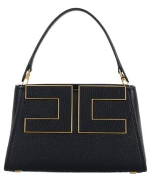 Elisabetta Franchi Logo Top Handle Shoulder Bag - Black