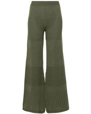 Twinset Pointelle-Knit Wide Pants - Green