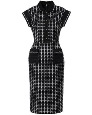 Elie Saab Tweed Midi Dress - Black