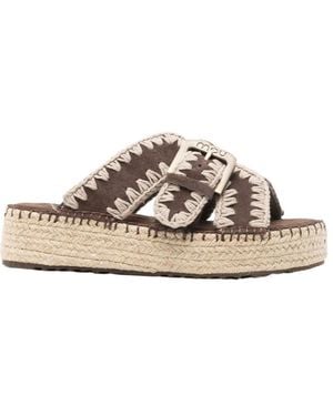Mou Buckle Strappy Sandals - Brown