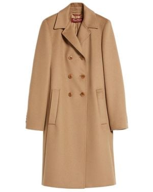 Max Mara Double-Breasted Wool Coat - Natural