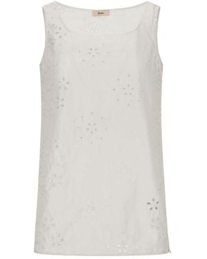 Herno Eyelet Square-Neck Top - White