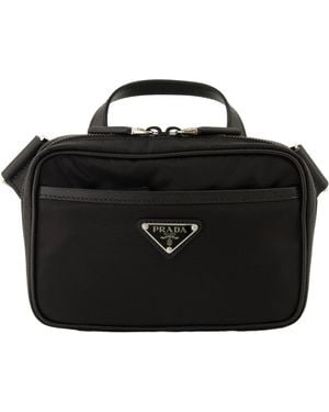 Prada Re-Nylon Leather Messenger Bag - Black