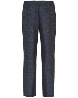 Fendi Ff Labyrinth Jacquard Trousers - Blue