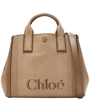 Chloé Chloé Carry Logo Detailed Tote Bag - Brown