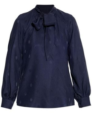 Etro Silk Top With Tie-Neck - Blue