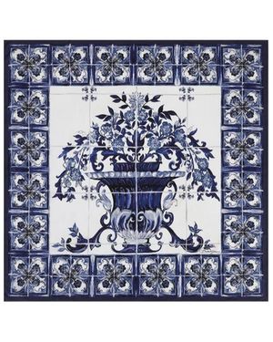 Dolce & Gabbana Majolica Print Twill Scarf - Blue