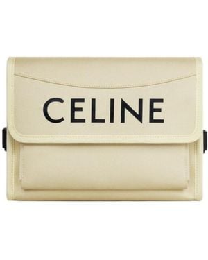 Celine Logo Print Shoulder Bag - Natural