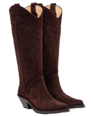 Gabriela Hearst Capitana Suede Cowboy Boots - Brown