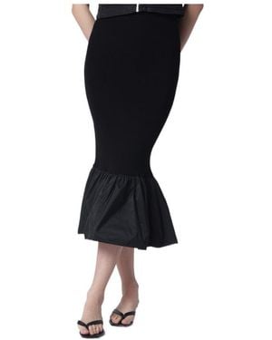 Patou Knitted Maxi Fitted Skirt - Black