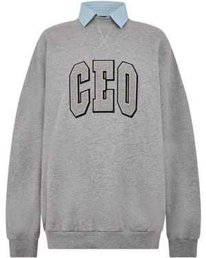 Balenciaga Crew Neck Long-Sleeve Sweatshirt - Grey