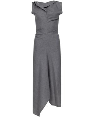Victoria Beckham Draped Asymmetric Hem Midi Dress - Grey
