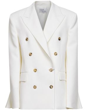 GIUSEPPE DI MORABITO Pleated-Sleeve Double-Breasted Blazer - White