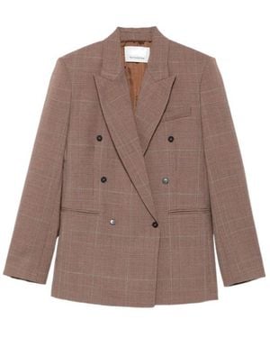 Frankie Shop Plaid Double-Breasted Blazer - Brown