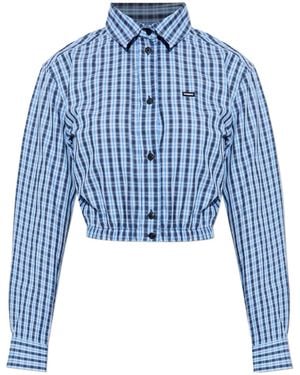 Vetements Plaid Copped Shirt - Blue