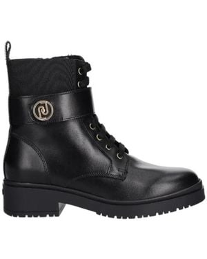 Liu Jo Logo-Appliqué Combat Boots - Black