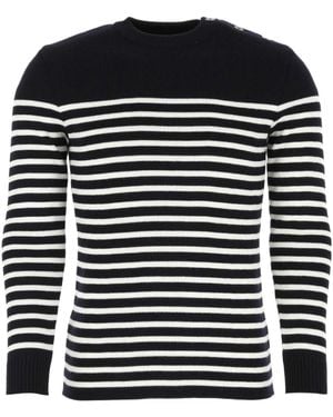 Saint James Striped Pattern Jumper - Black
