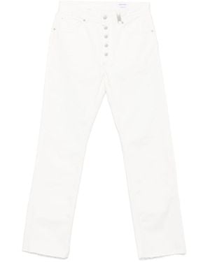 McQueen Straight-Leg Frayed-Edge Jeans - White