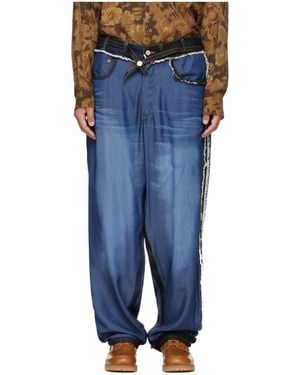 Magliano Stormy Raw-Edge Panelled Jeans - Blue