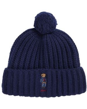 Polo Ralph Lauren Polo Bear Rib Pom-Pom Beanie - Blue