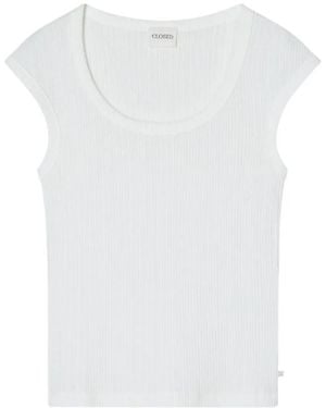 Closed Fitted Ribbed Top - White