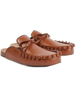JW Anderson Ruffled Leather Mules - Brown