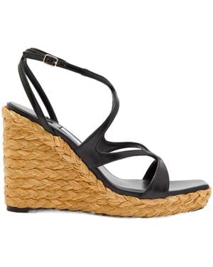 Jimmy Choo Leather Espadrille Wedge Sandals - Metallic