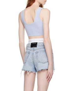 Alexander Wang Rhinestone-Trim Cropped Top - Blue