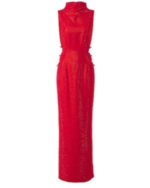 Self-Portrait Embellished Cutout Crêpe Gown - Red