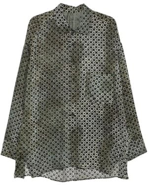Ziggy Chen Digital-Print Cocoon-Style Shirt - Gray